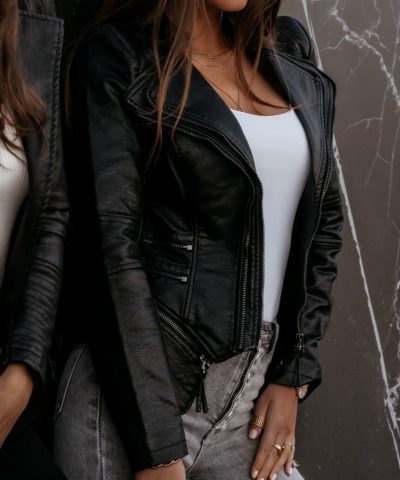 Leather jacket in black