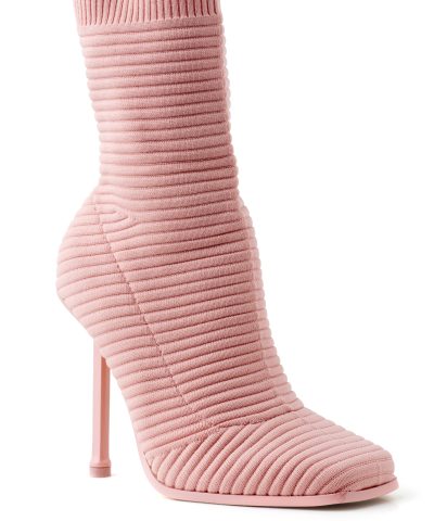 Square Toe Knitted Thin Heel Boots