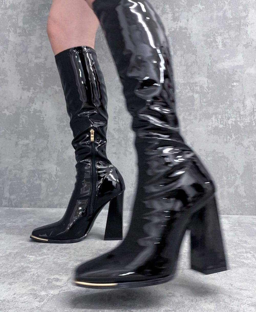 Black Boots Shiny Leather