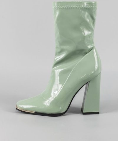 Pistachio Boots Shiny Leather