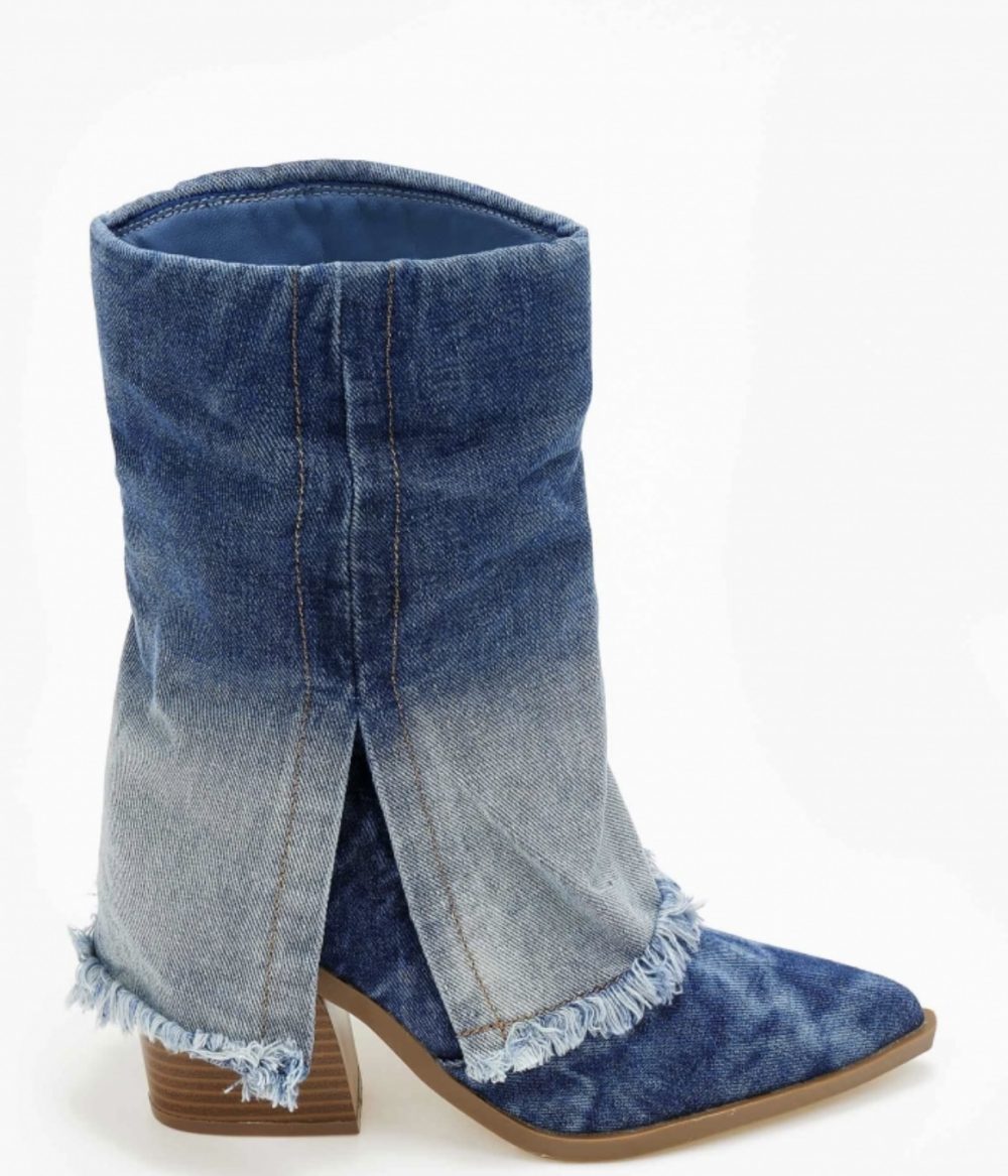 Denim Knee Ankle Boots