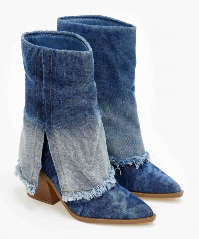 Denim Knee Ankle Boots