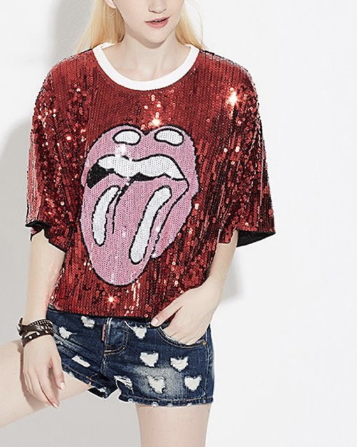 Short Sleeve Sequin Top