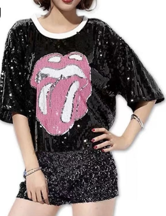 Short Sleeve Sequin Top