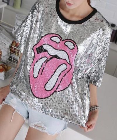 Short Sleeve Sequin Top