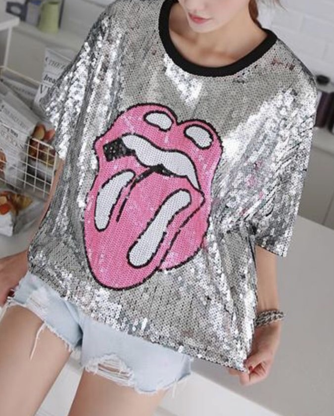 Short Sleeve Sequin Top