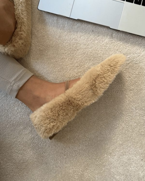White Fluffy Ballerinas Slippers (Αντιγραφή)