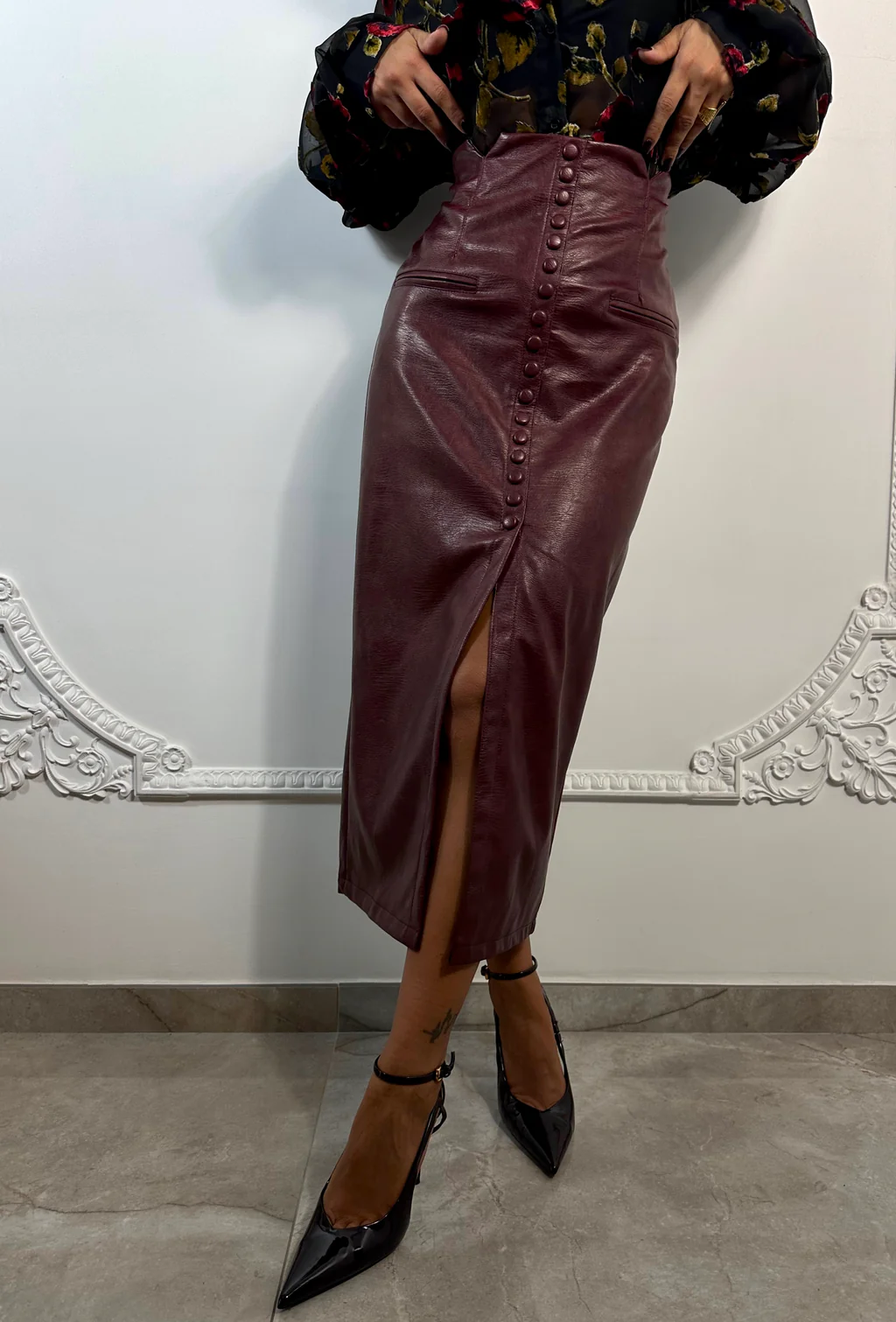 Leather Midi Skirt