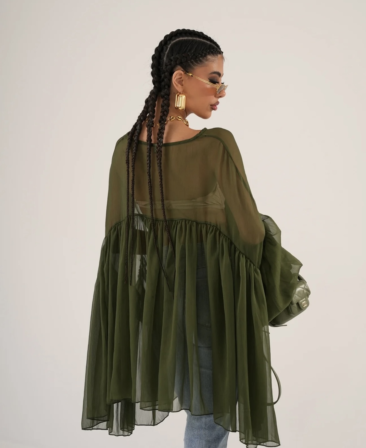 Butterfly Top Blouse Chaki