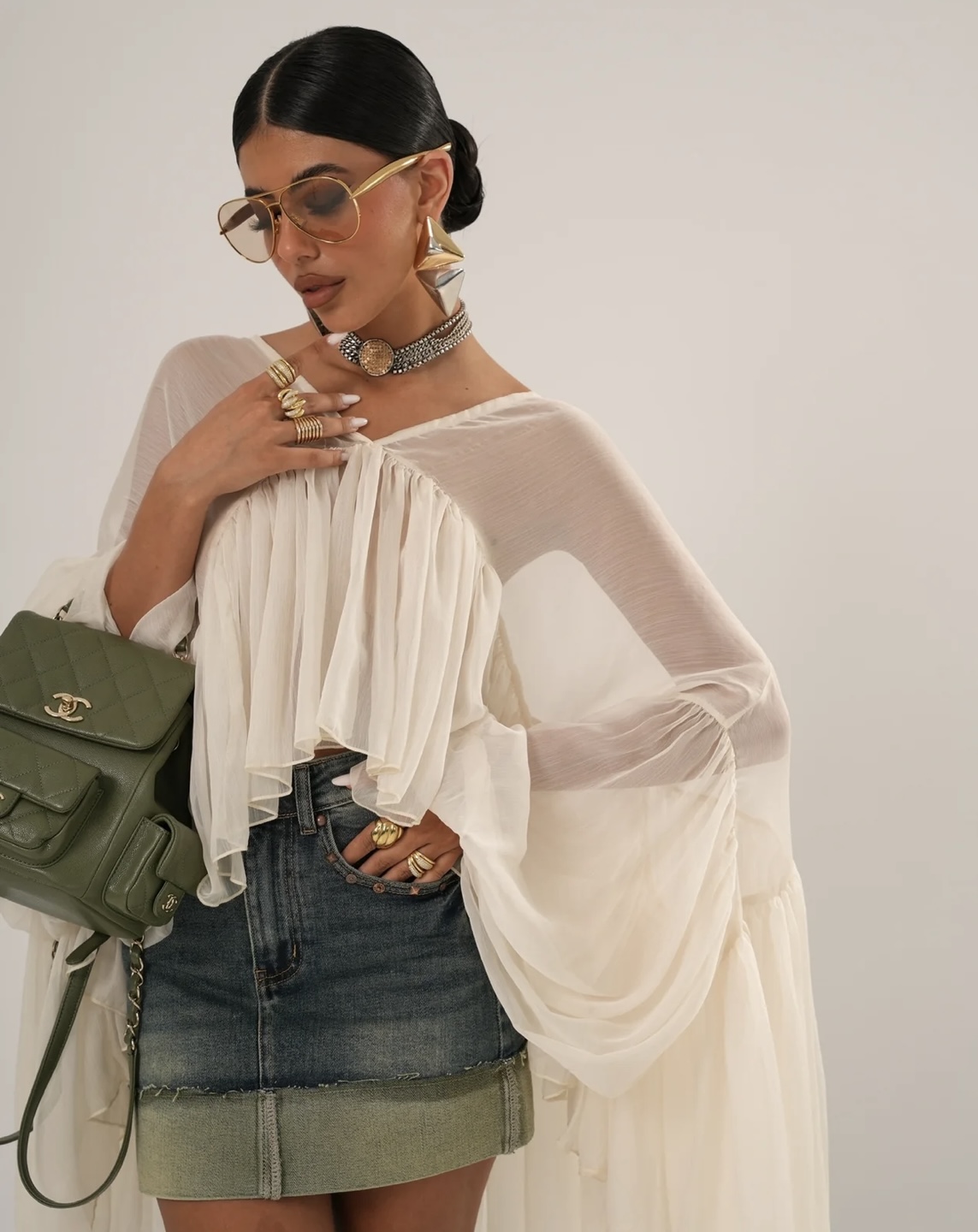 Butterfly Top Blouse Chaki (Αντιγραφή)