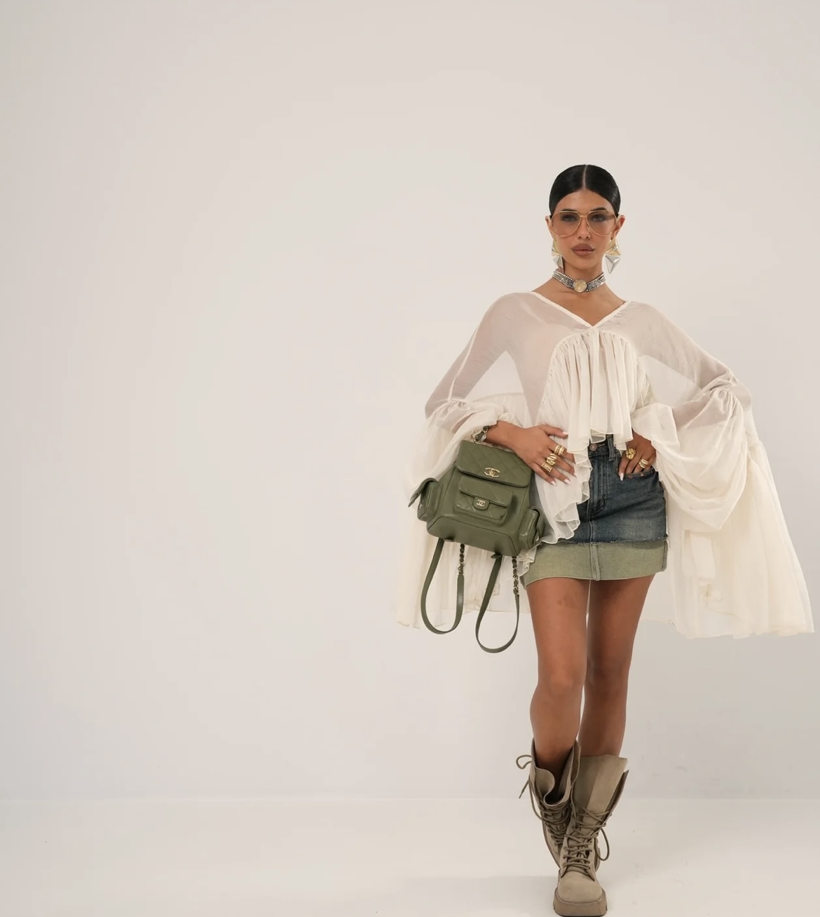 Butterfly Top Blouse Chaki (Αντιγραφή)