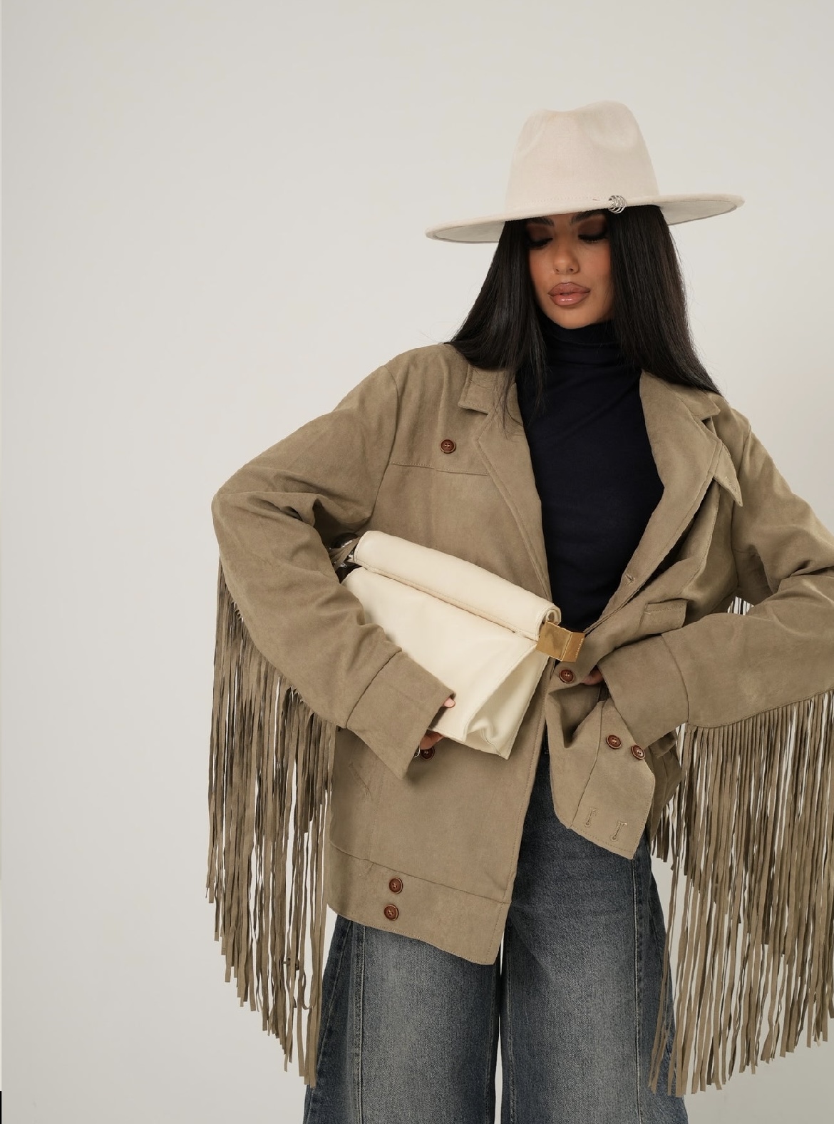 Beige Jacket Suede