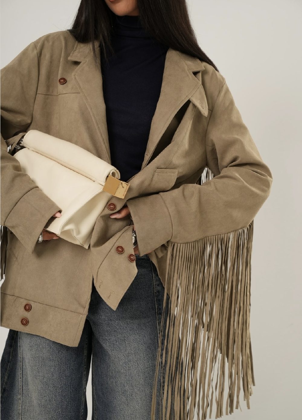 Beige Jacket Suede