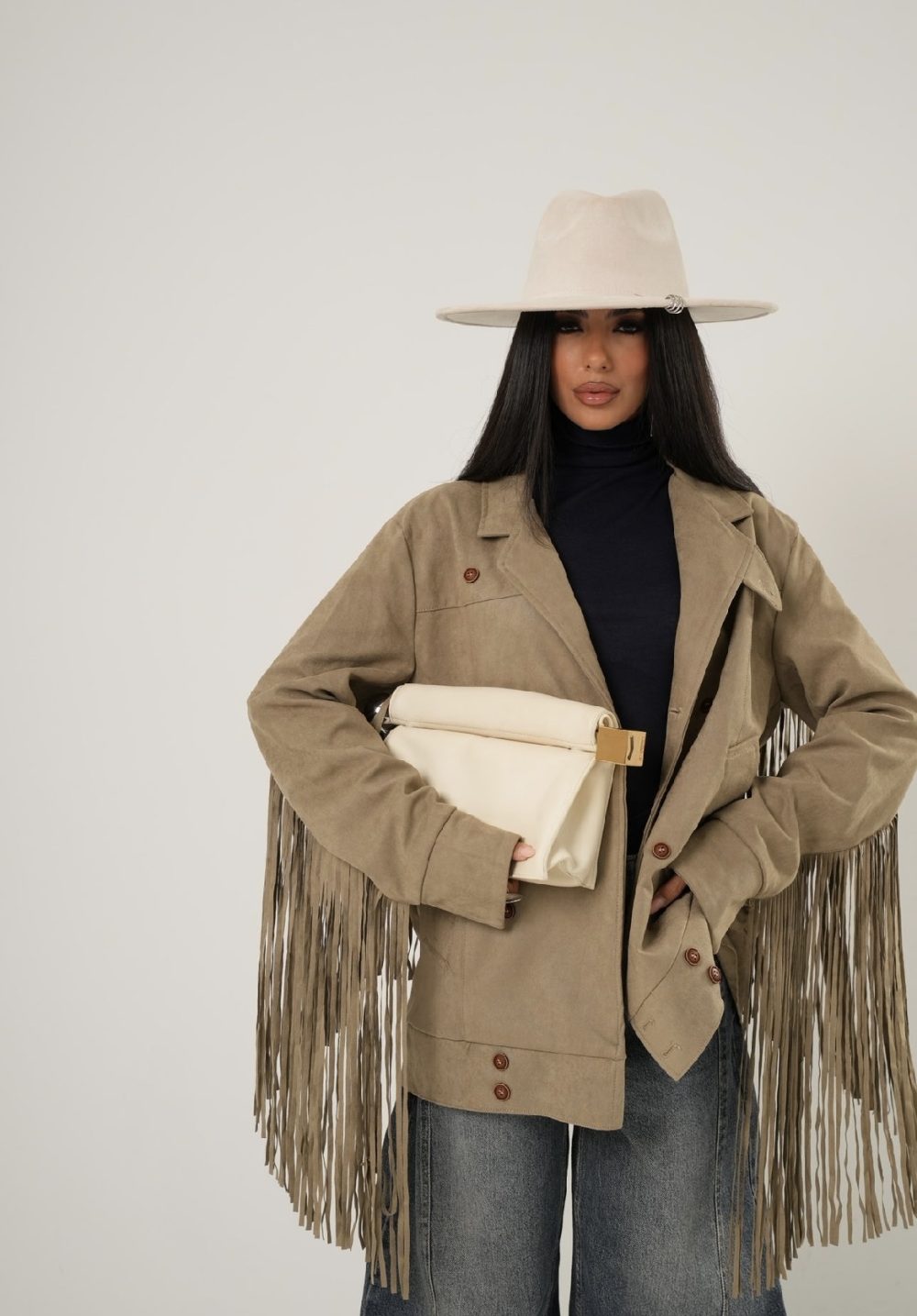 Beige Jacket Suede