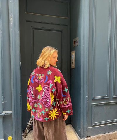 Βελουδινο Jacket Με Κεντημα