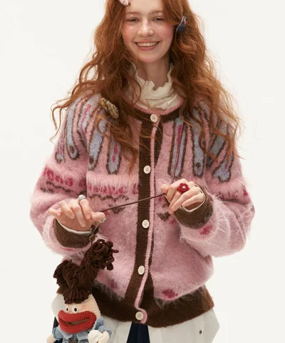 Mohair Pink Cardigan