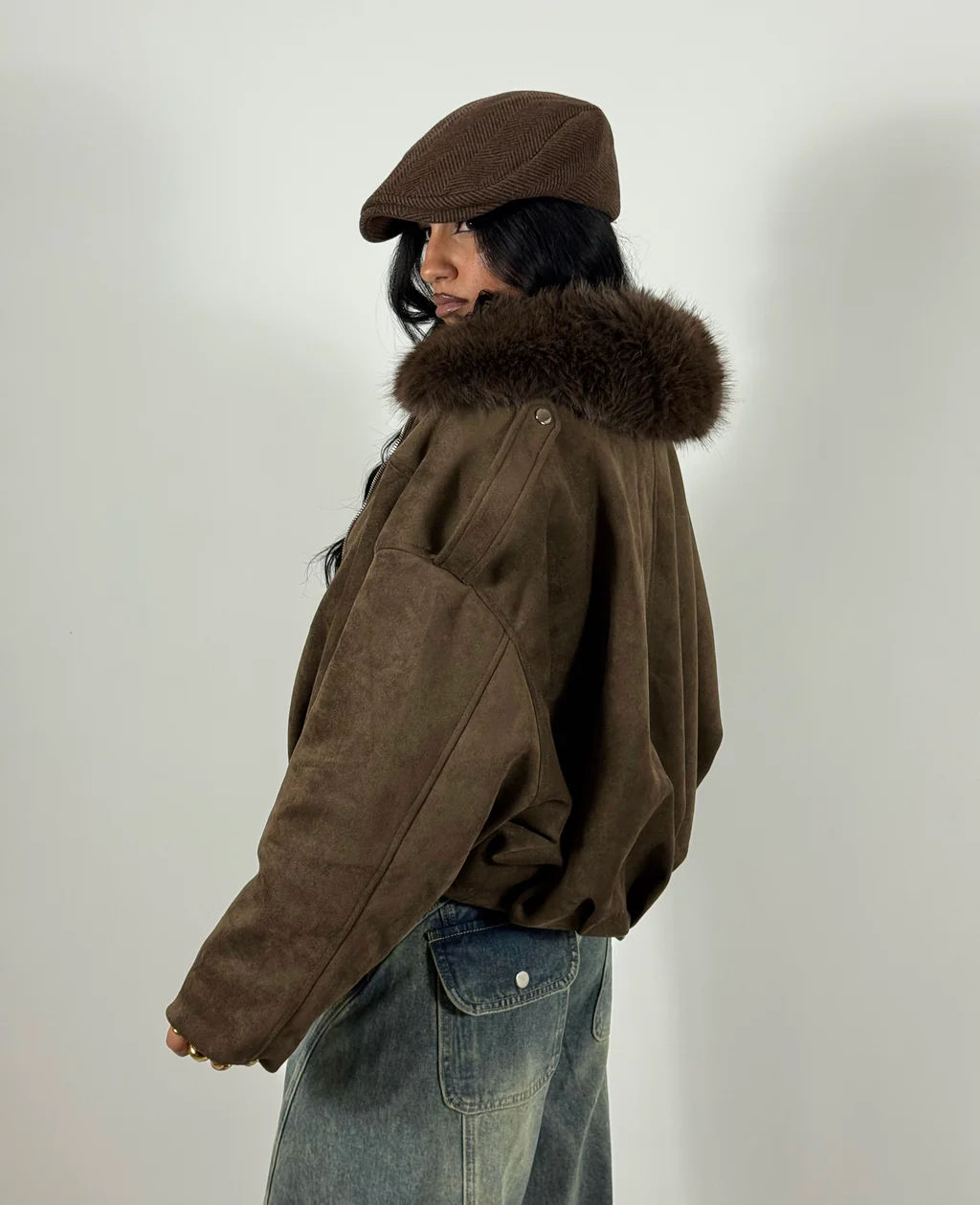 Suede Jacket with Fur