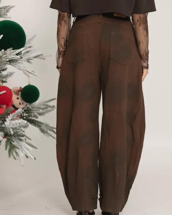 Baggy Jeans with Lines Choco