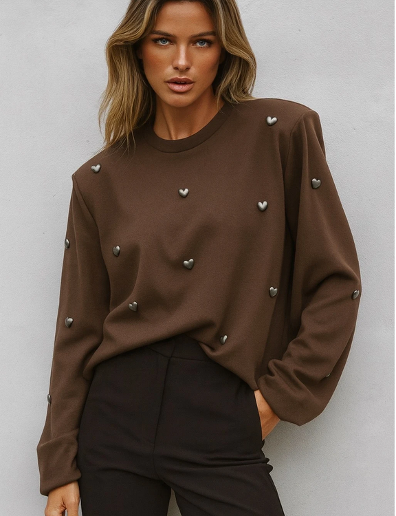 Long-sleeve T-shirt with hearts
