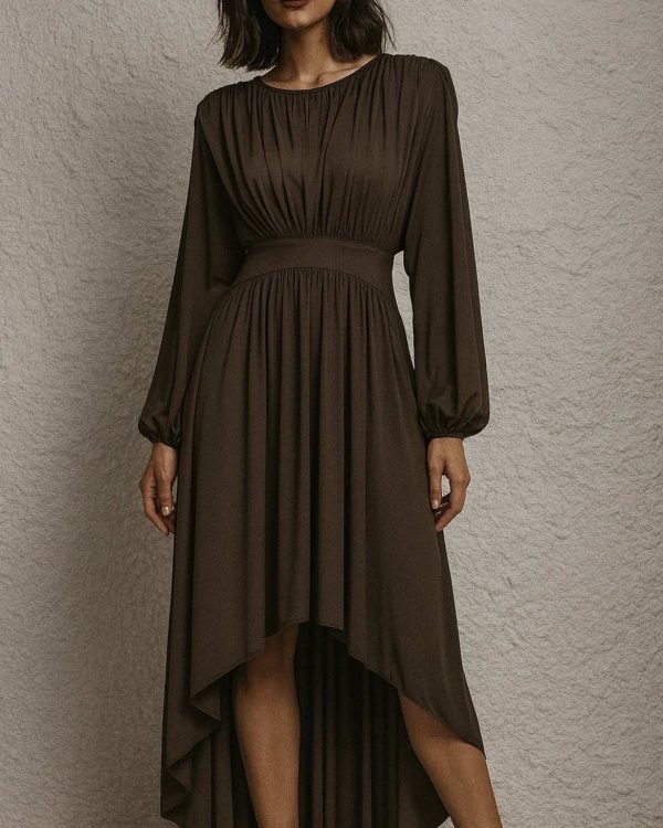 Elegant Midi Dress με Ασύμμετρο Τελείωμα