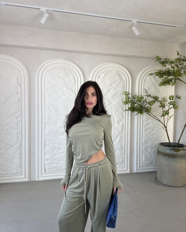 Σετ Loungewear Salvia – Top & Wide Leg Παντελόνα