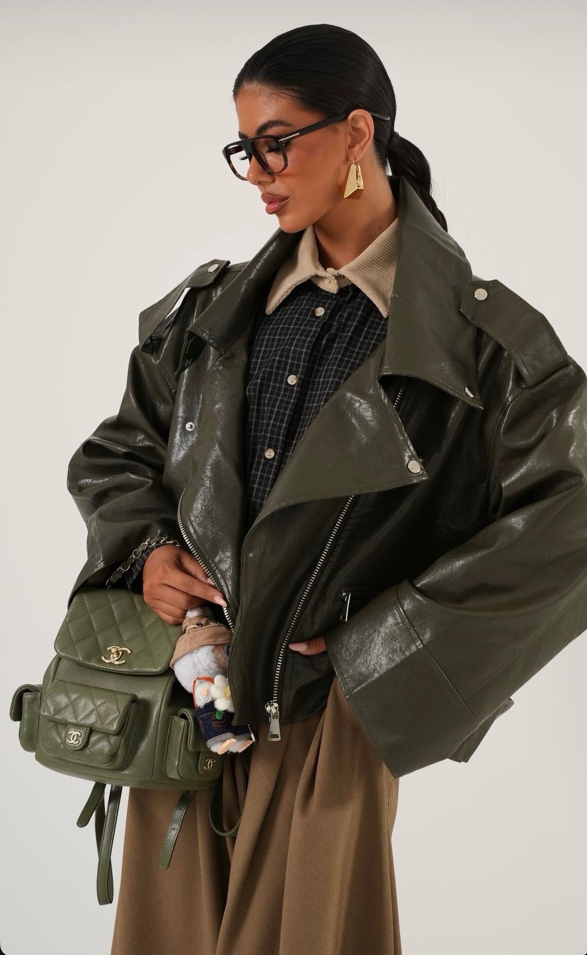 Κοντό Oversized Jacket σε Βεραμαν Απόχρωση