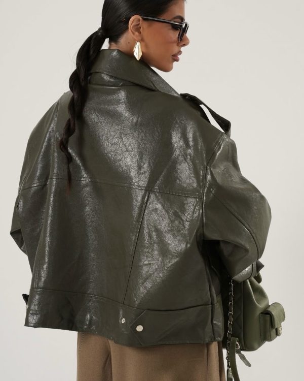 Κοντό Oversized Jacket σε Βεραμαν Απόχρωση