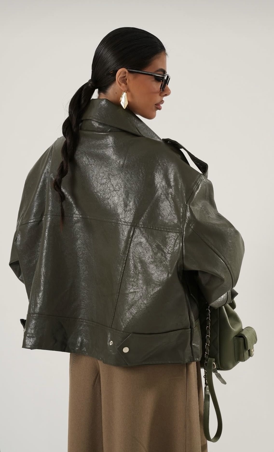 Κοντό Oversized Jacket σε Βεραμαν Απόχρωση