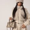 Σετ Φόρμας με Wide-Leg Παντελόνι & Faux Fur Cropped Vest