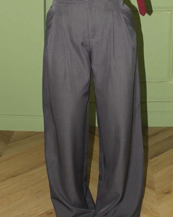 Ψηλόμεση Παντελόνα Wide Leg με Πιέτες
