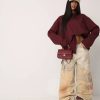 Baggy Τζιν Παντελόνι με Vintage Wash & Strass Λεπτομέρειες