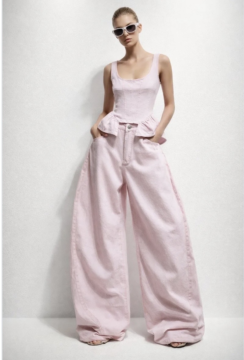 Wide Leg Set με Corset Top & Peplum Λεπτομέρεια