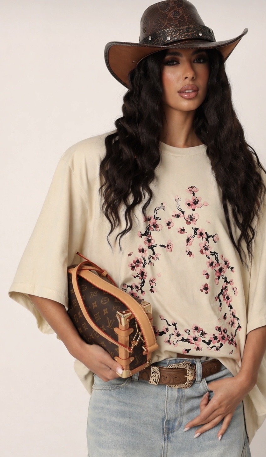 T-shirt Oversized Cherry Blossom Print