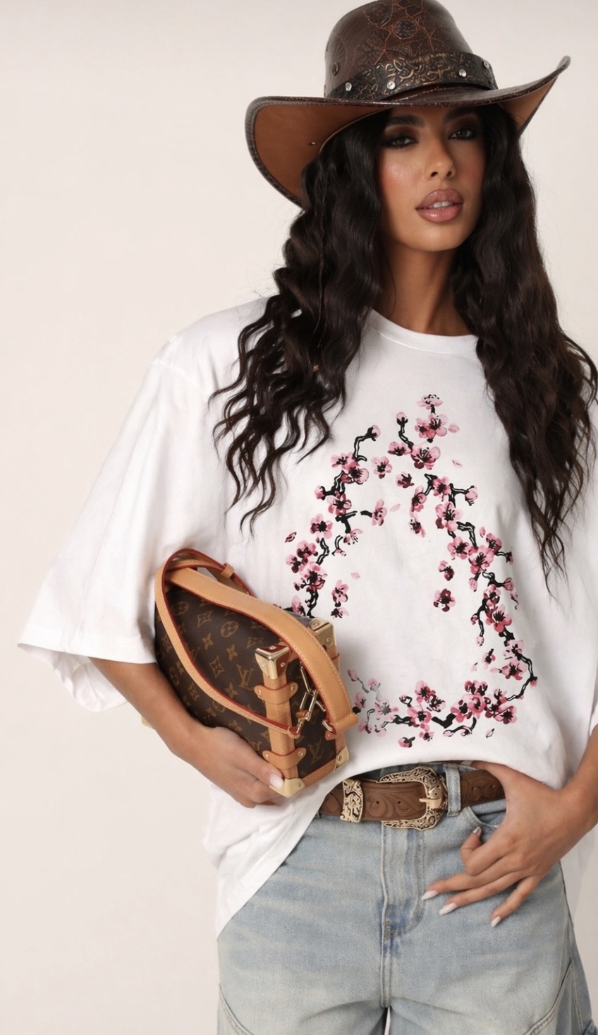 T-shirt Oversized Cherry Blossom Print