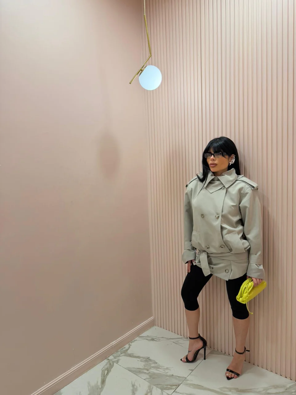 Beige Chic Belted Jacket – One Size