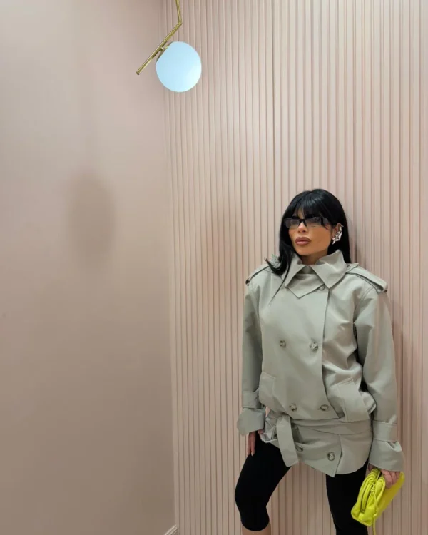 Beige Chic Belted Jacket – One Size