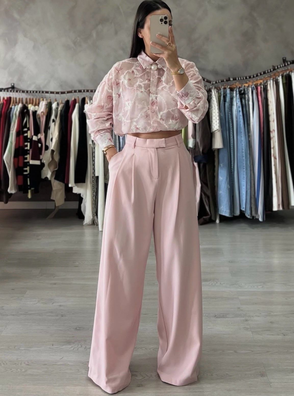 Ψηλόμεσο Παντελόνι Wide Leg με Πιέτες