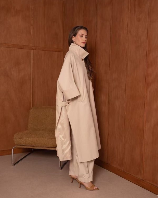 Beige Minimal Cape Coat