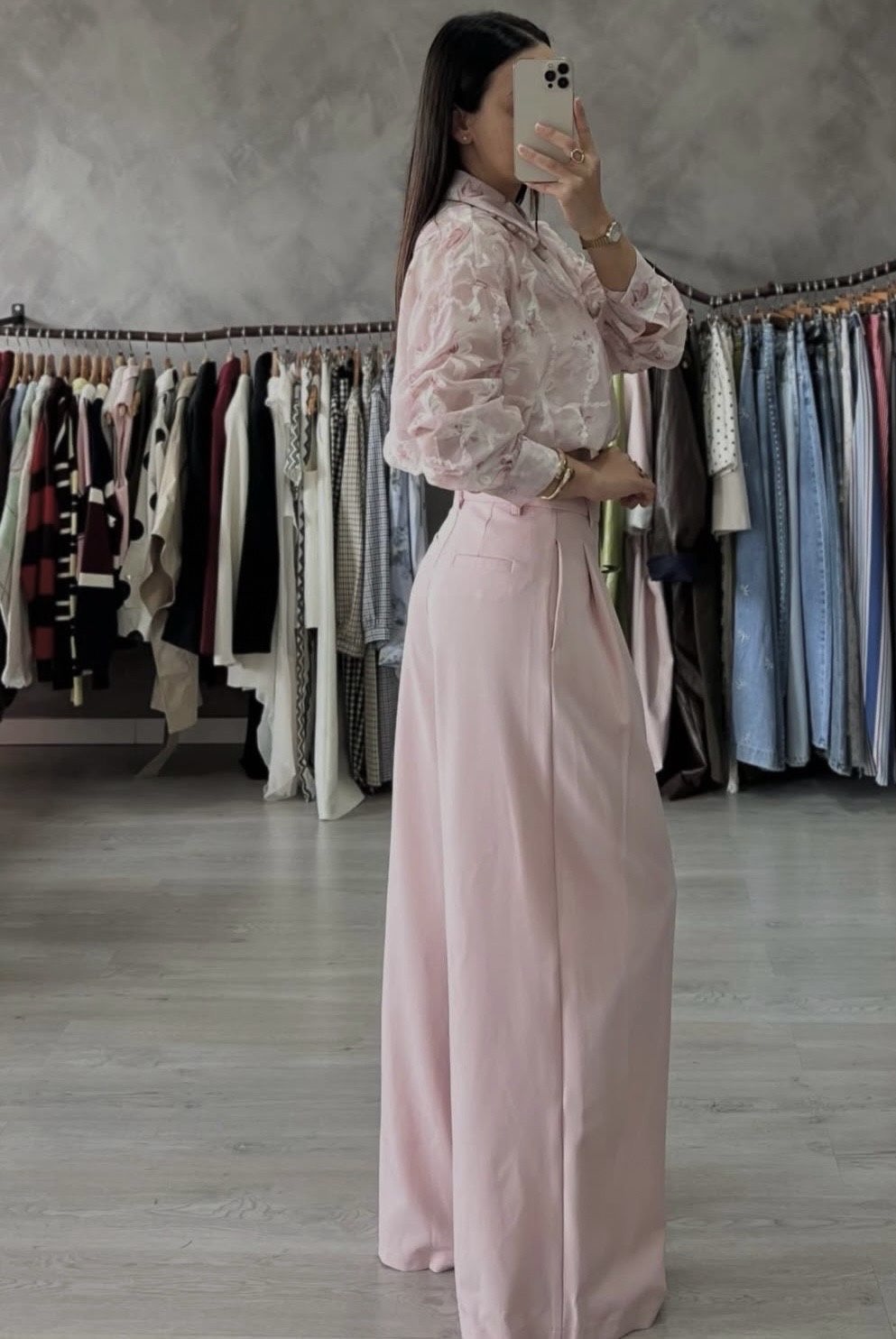 Ψηλόμεσο Παντελόνι Wide Leg με Πιέτες