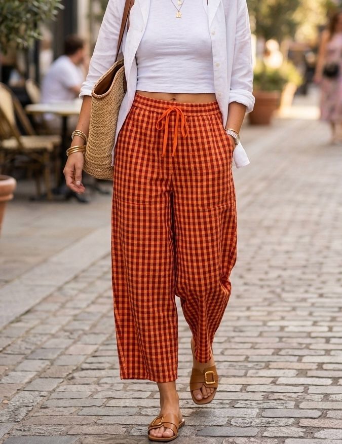 Gingham Παντελόνα Relaxed Fit