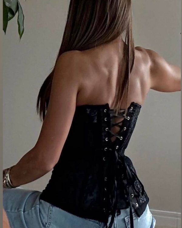 Lace Corset Top – Strapless με ενίσχυση & εφαρμογή shaping