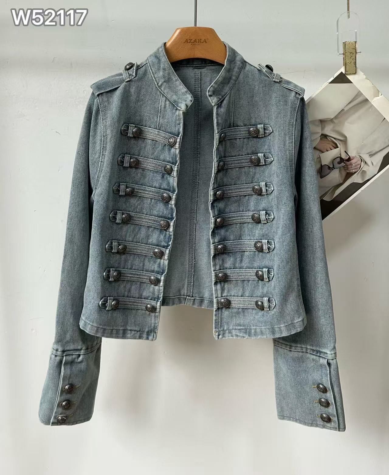 Denim Military Jacket με Διακοσμητικά Κουμπιά
