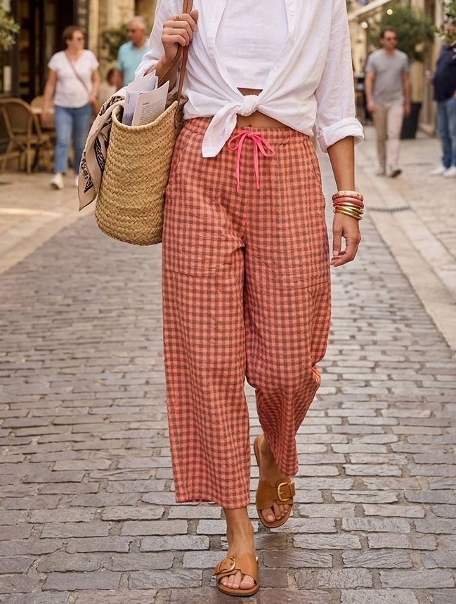 Gingham Παντελόνα Relaxed Fit