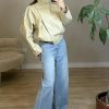 Denim Wide Leg Παντελόνα με Ρεβέρ