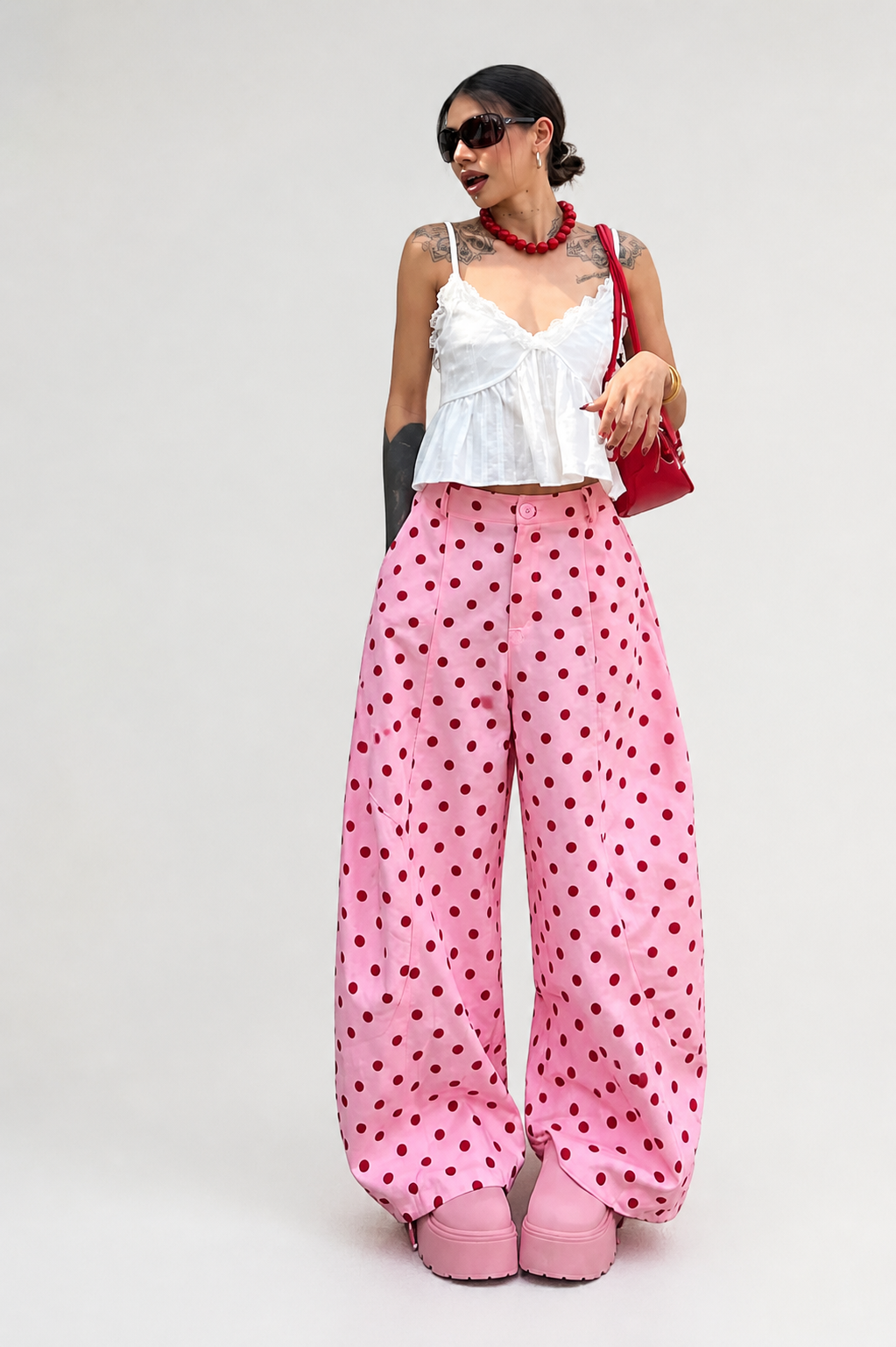 Chic Polka Dot Balloon Trousers