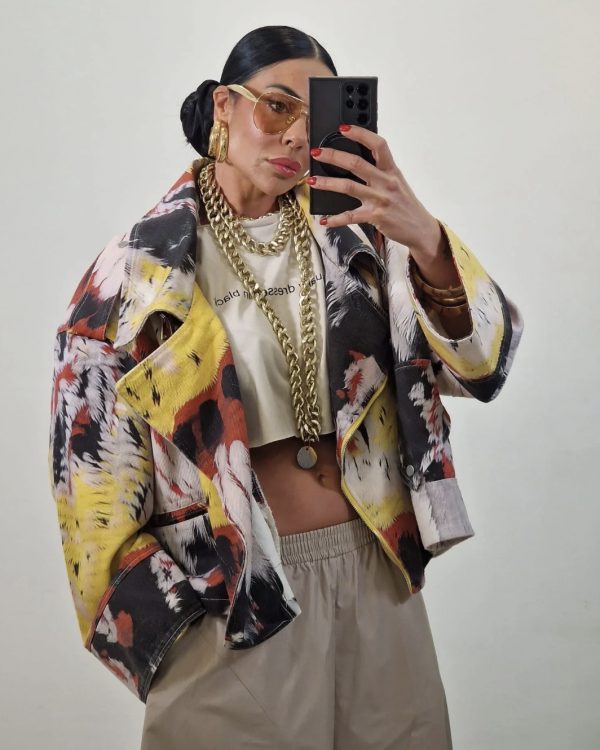 Oversized Abstract Print Jacket