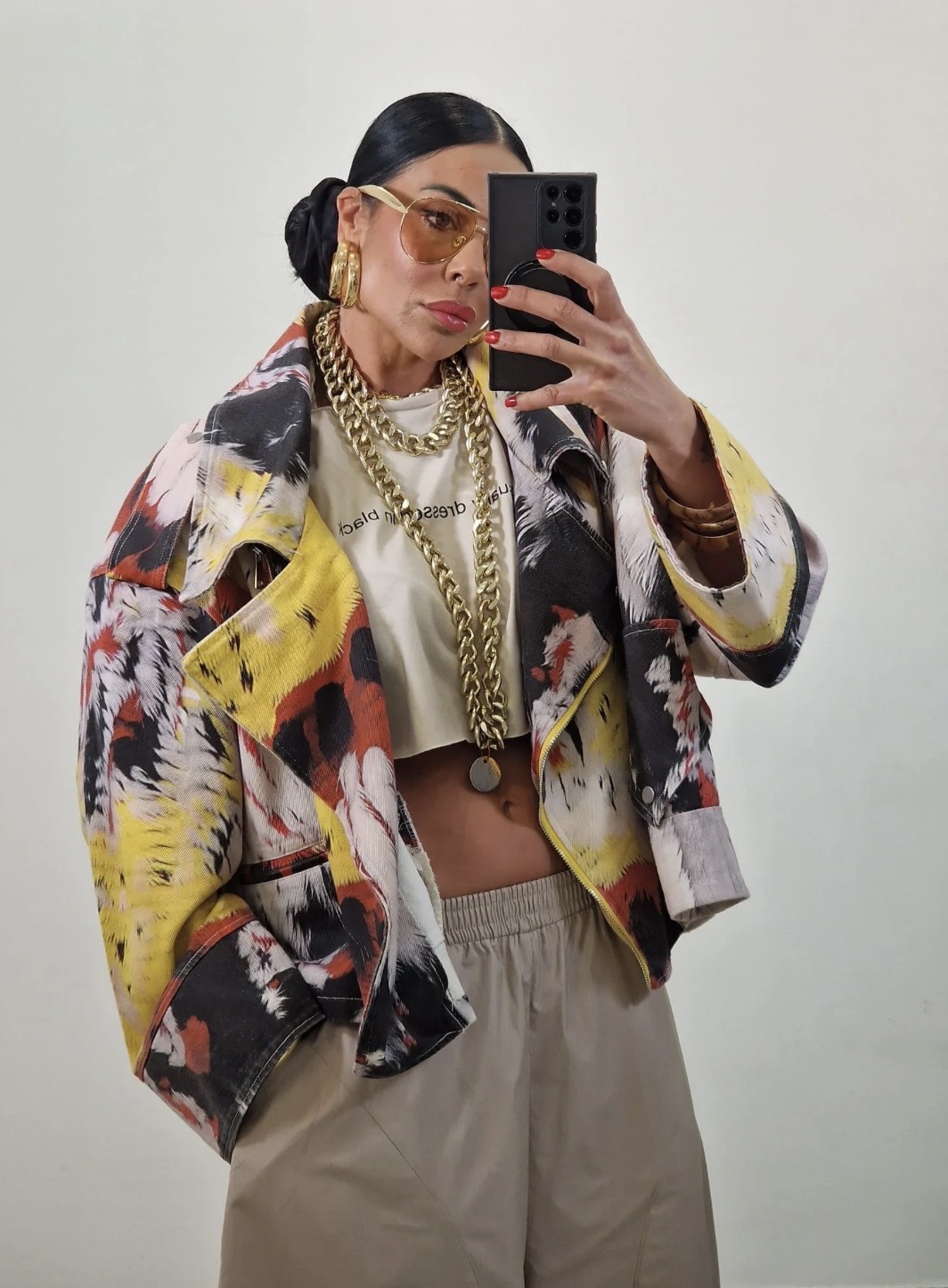 Oversized Abstract Print Jacket