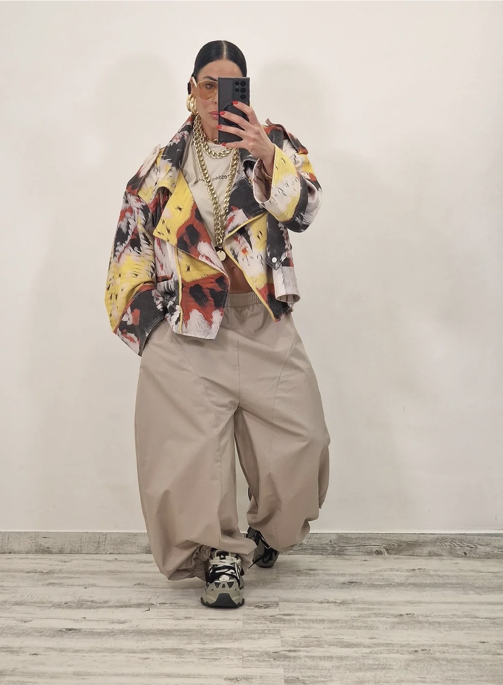 Oversized Abstract Print Jacket