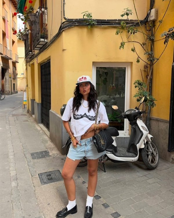 T-shirt Oversized Lace Print White