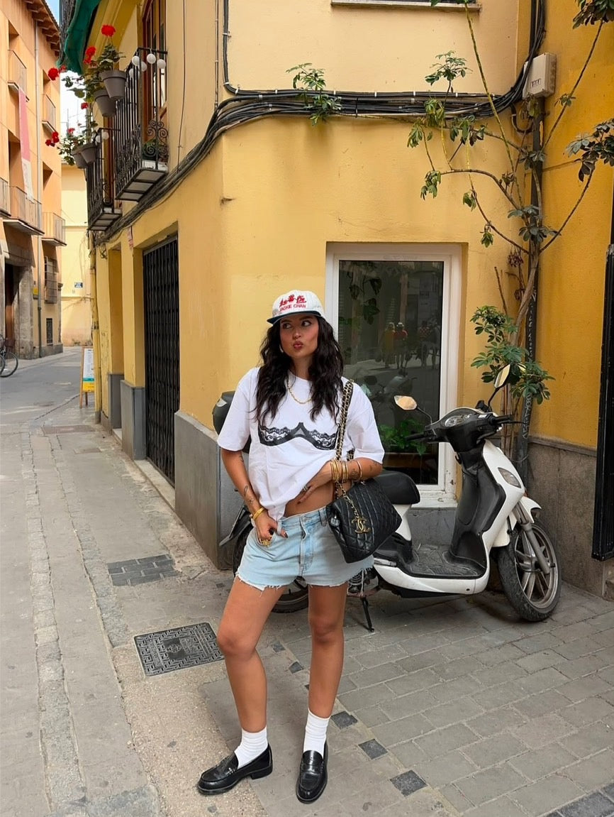 T-shirt Oversized Lace Print White